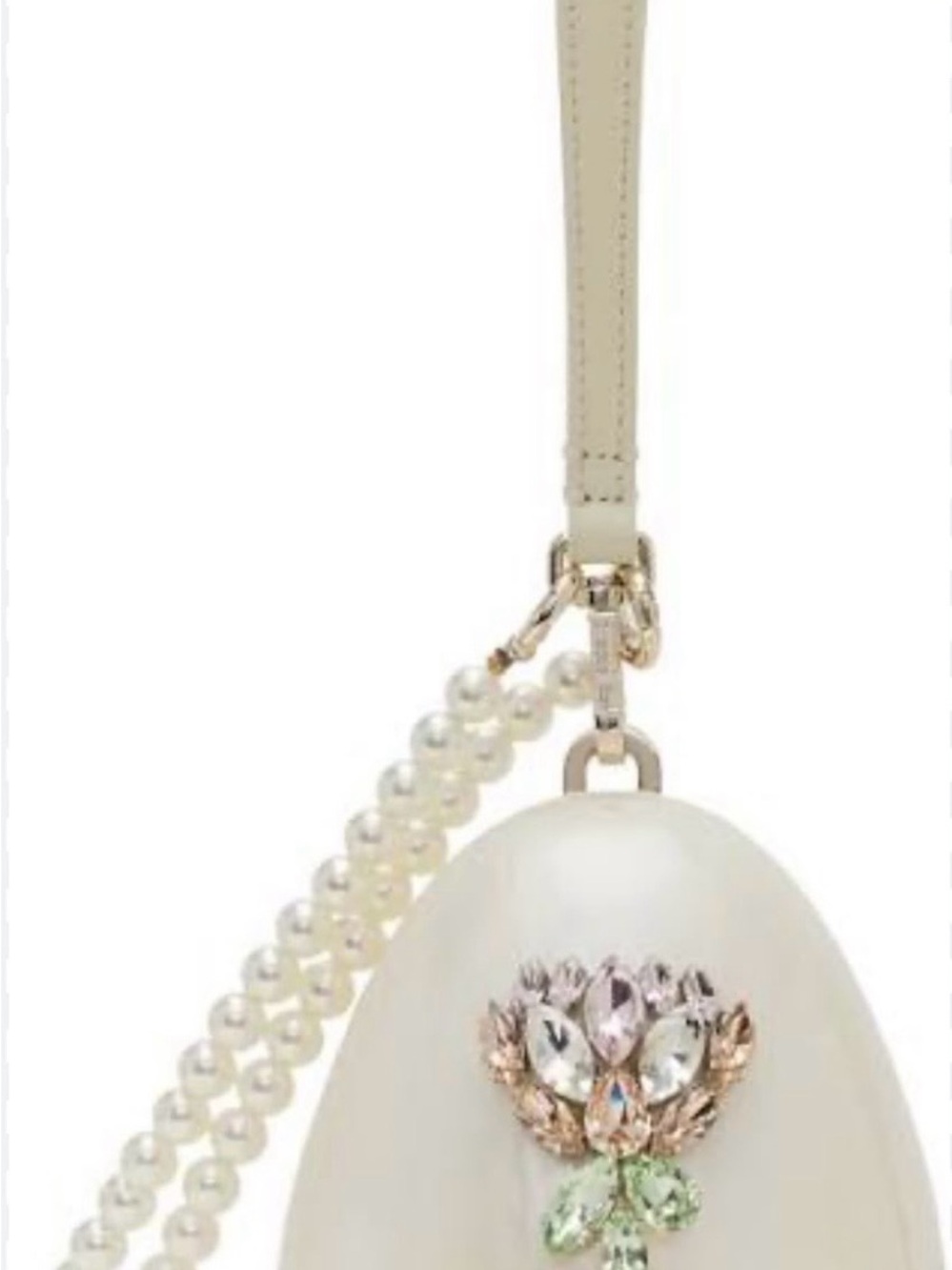 Simone Rocha Cream Pearl Jeweled Egg Wristlet - Picture 5 of 11